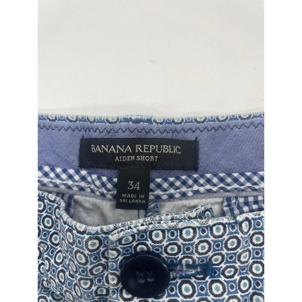 Banana Republic Men's Aiden‎ Shorts 34 Golf Blue Graphic Athletic Chino Preppy